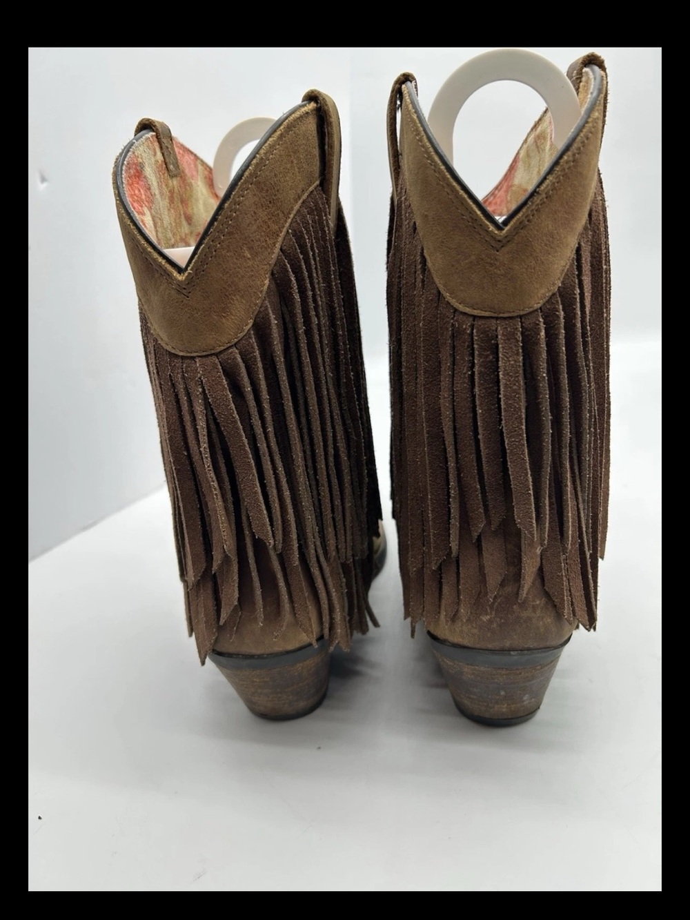 Ariat Gold Rush Brown Suede Fringe Western Boots size 7.5 - Picture 5 of 8